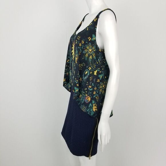 Rachel Roy Navy Blue Floral Sleeveless Dress Sz 8 - Picture 4 of 6